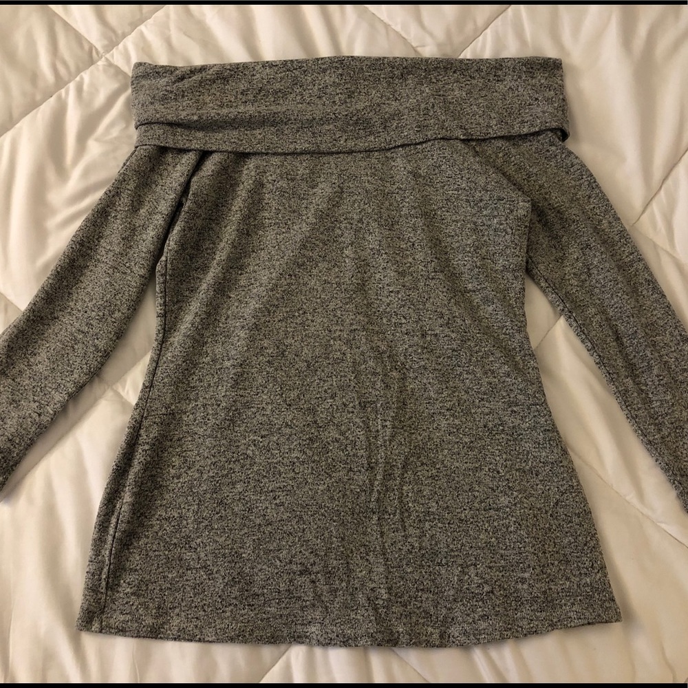 Grey Off The Shoulder Sweater/Blouse
